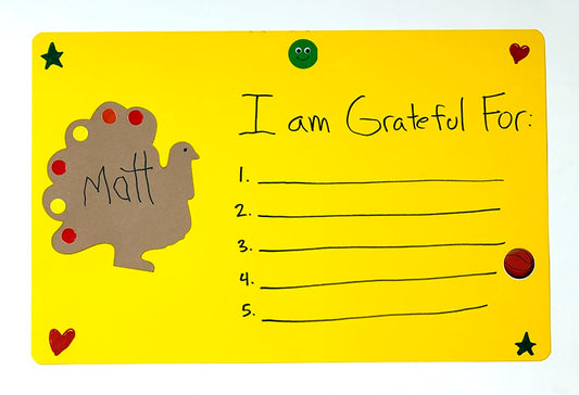 Thanksgiving Gratitude List Placemats