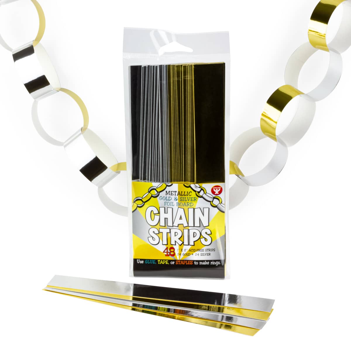 Metallic Gold and Silver Foil Board Chain Strips