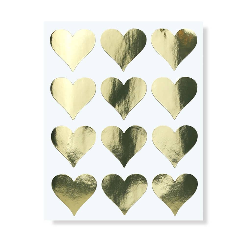 Gold Foil Hearts Stickers 1¼"