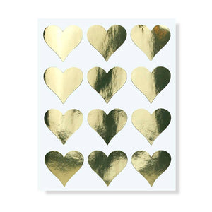 Gold Foil Hearts Stickers 1¼"