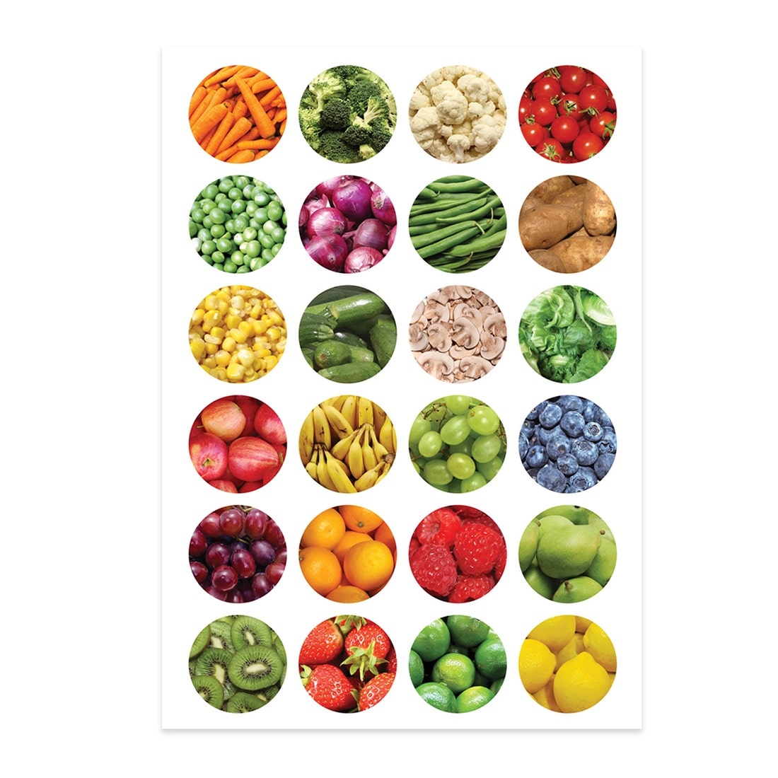 Fruits & Veggies 1" Circle Stickers