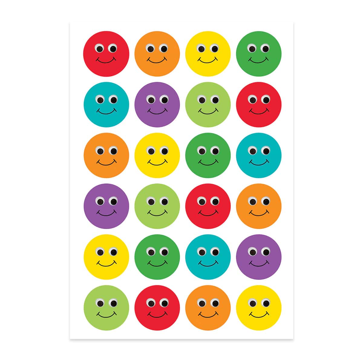 Colorful Smiley Face Stickers (1-Inch)