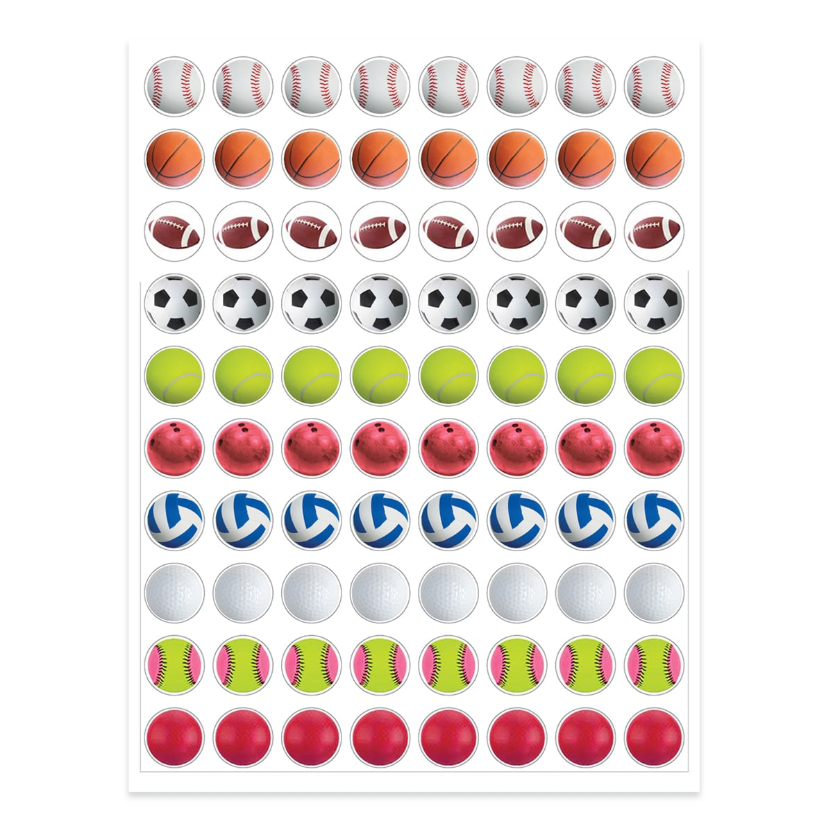 1/2" Sports Balls Stickers