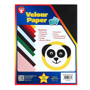 Self-Adhesive Velour Paper - 5 Sheets 8.5" x 11" - Black