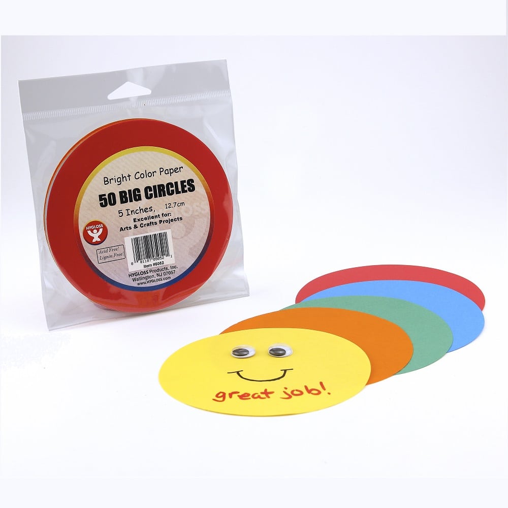 Bright Color Paper Circles - 5" - 50 Pcs