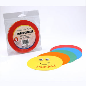 Bright Color Paper Circles - 5" - 50 Pcs