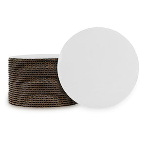 stack of white corrugated cardboard 6" circles