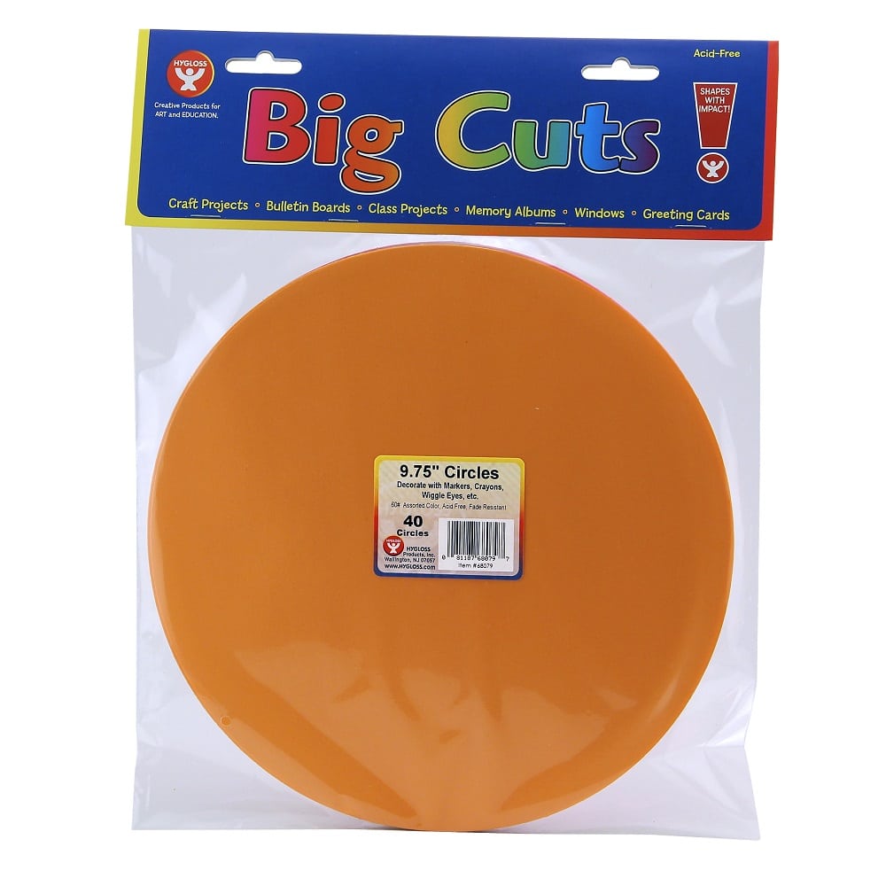 Large Paper Circle Shapes - 9.75-Inch - Asst'd Colors - 40 Pcs