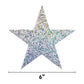 Silver Holographic Star Cut-Outs, 6-Inch, 10 Pcs.