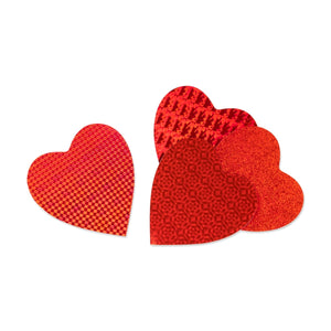 Red Holographic Heart Cut-Outs, 6-Inch, 10 Pcs.