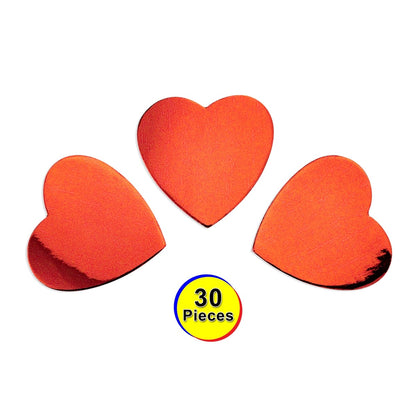 Red Mirror Hearts - 2-Inch - 30 Pcs.