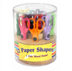 Paper Shapers Decorative Scissors -12 Pairs - In Wood Stand