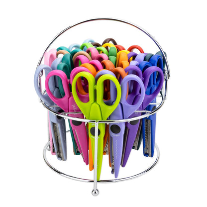 24 Decorative Scissors with Metal Rack