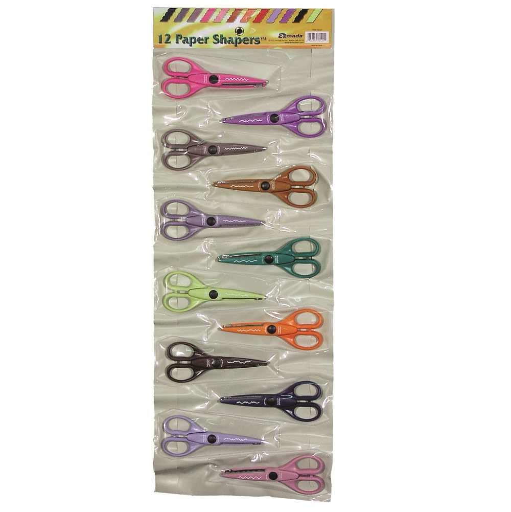 Paper Shapers Decorative Scissors in Reusable Pouch - 12 Pairs