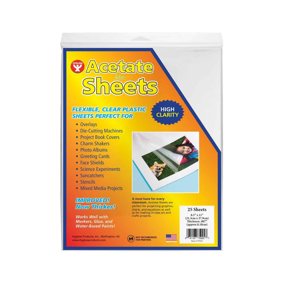 Transparent Acetate Sheets, 8.5 x 11-Inch