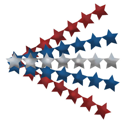 Silver, Red and Blue Metallic Star Sticker Strips