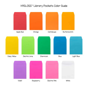 Colored Library Pockets, Self-Adhesive, 3.5 In x 4.875-Inch