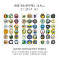 United State Flag and Seal Stickers - All 50 States