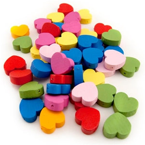 Bright Wooden Heart Beads