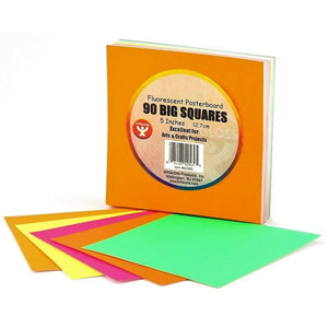 Fluorescent Poster Board Squares - 5-Inch - 90 Pcs