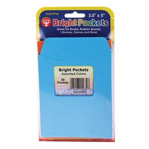 Colored Library Pockets, Non-Adhesive  3.5 Inch x 4.875 Inch