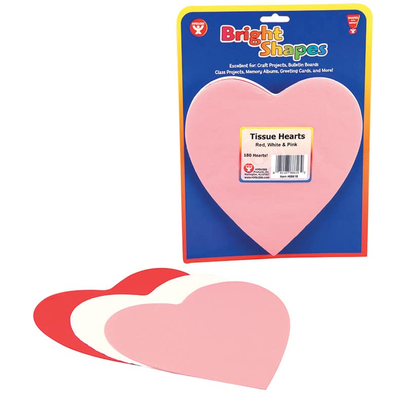  Hygloss Heart Shape Paper Cut-Outs for Arts & Crafts-Many  Creative Uses-Valentine's Day Activities-6 Inches-40 Pcs, Red, Pink & White  40 Count : Office Products
