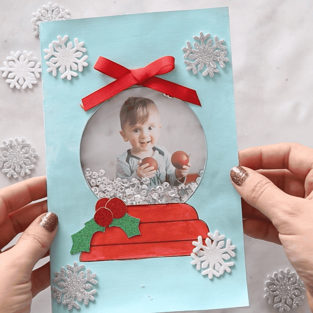 Snow Globe Template Card in 2020 | Christmas cards kids, Christmas cards handmade, Diy christmas cards