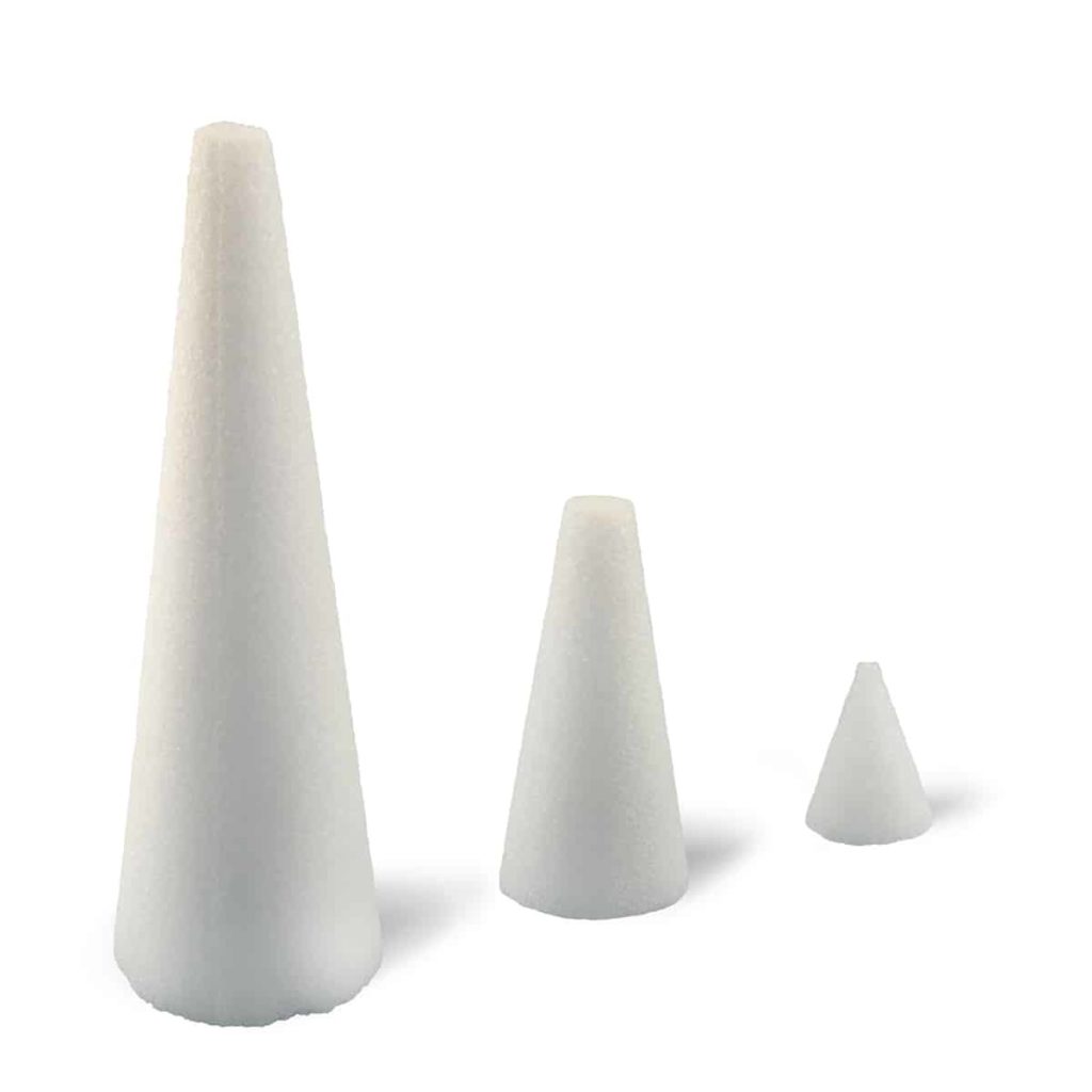 Hygloss Products Styrofoam Cones – White Cones for Floral Arrangements, Crafts & DIY Projects - 4” Tall & 2.5” Base - 50 Pack (5404)