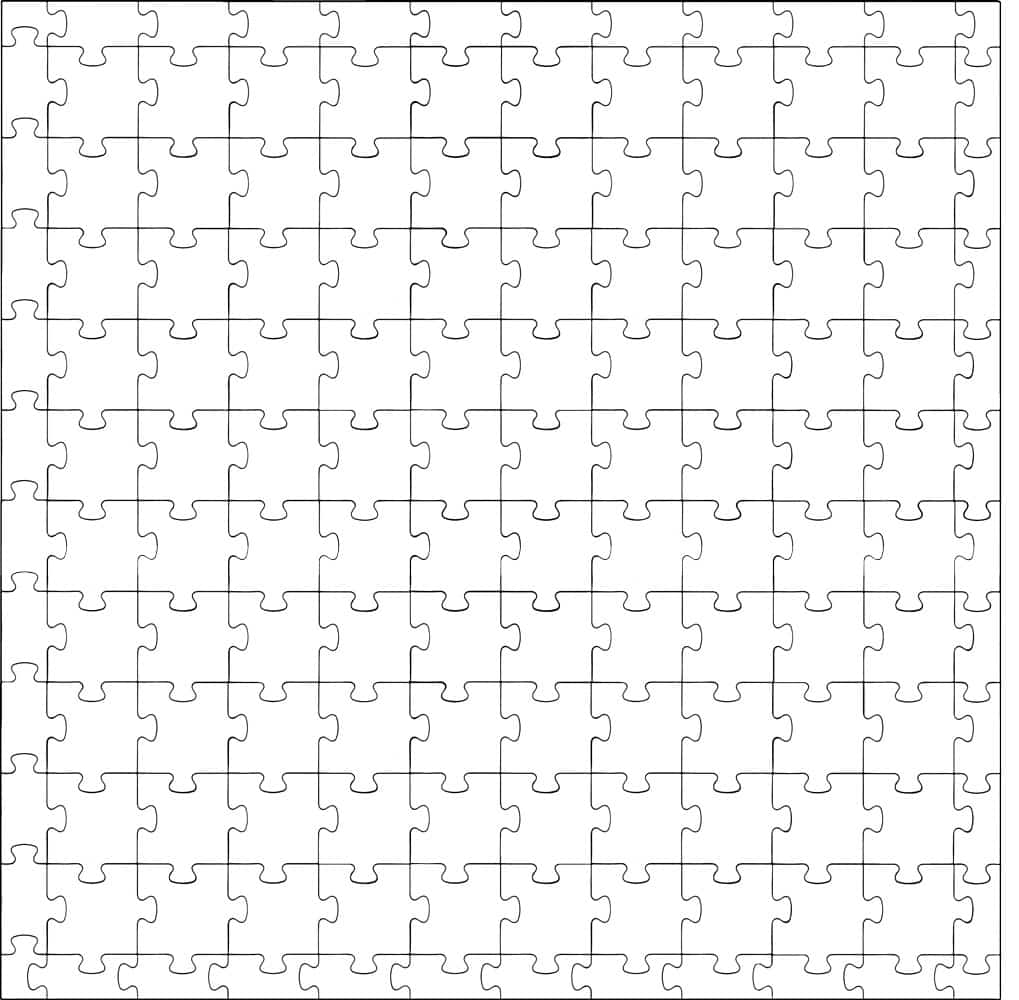 Jigsaw Puzzle Template 10x10 100 Blank Pieces High-Res Vector